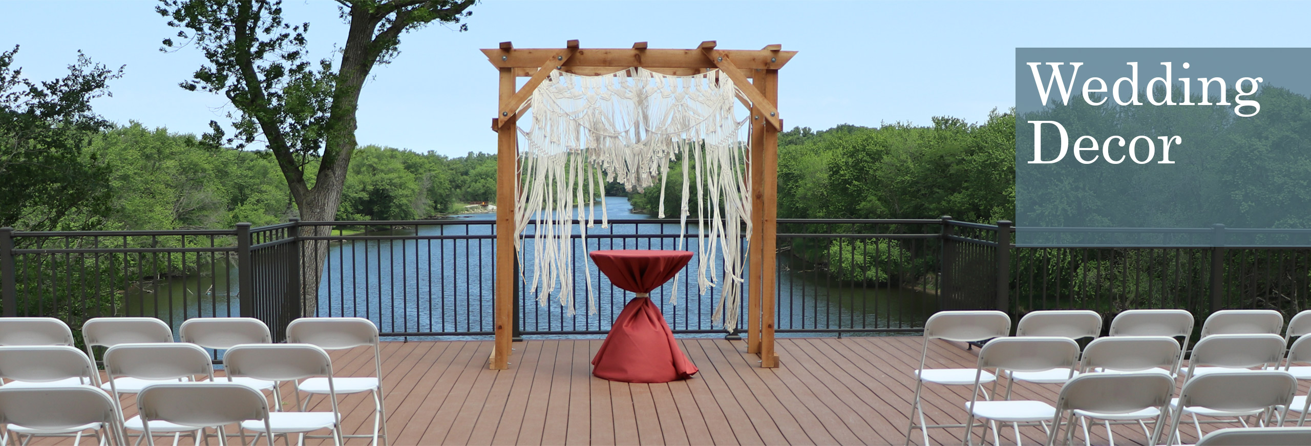 wedding arch on river