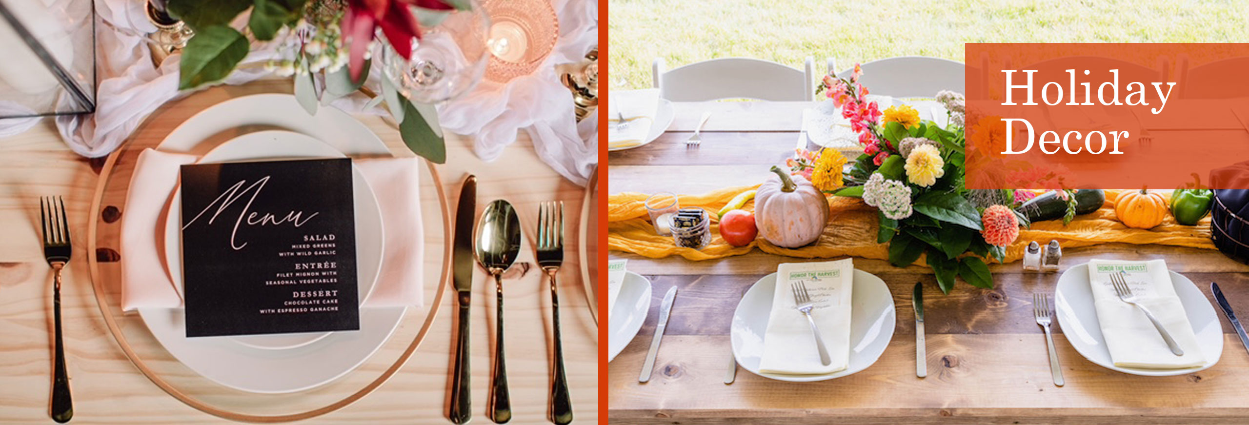 Holiday table setting decor