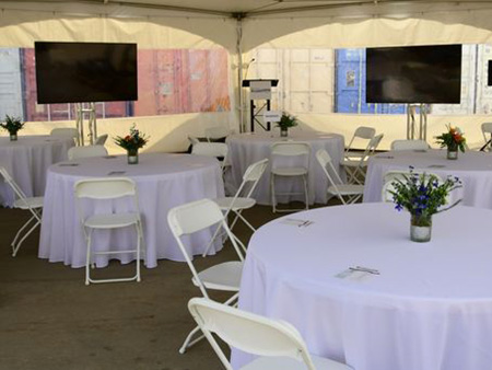 inside corporate tent